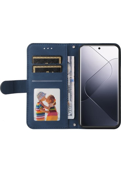 Xiaomi 14 Pro Case Için Baskılı Cilt Touch Telefon Kapağı Pu Deri Stand Cüzdan-Mavi (Yurt Dışından) fiyatları