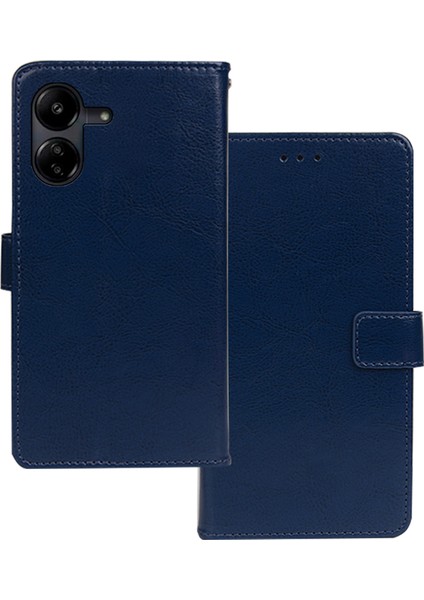Xiaomi Redmi Için 13C 4g/poco C65 4g Case Compep Telefon Kapak Cellet Stan Pu Deri Telefon Kabuk Mavisi (Yurt Dışından)