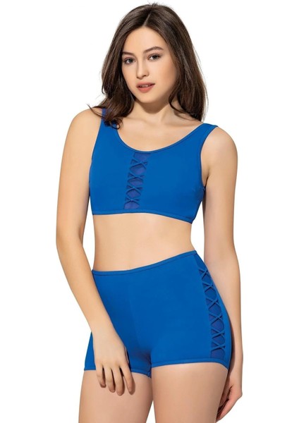 Tüllü Detaylı Şortlu Bikini