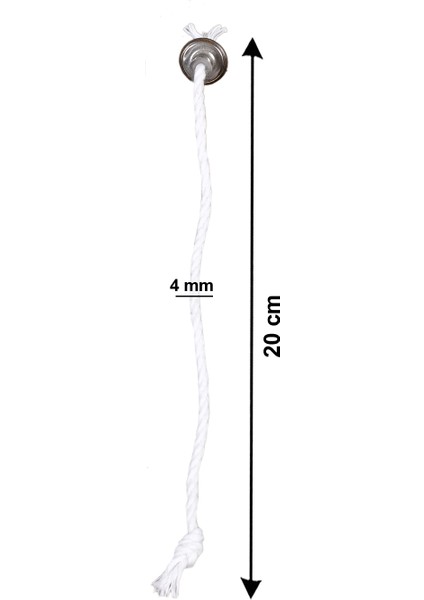 Kopçalı Kandil Fitili 6 Adet Set İp Kalınlık 4 mm