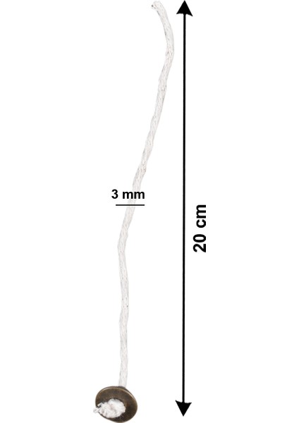 Kopçalı Kandil Fitili 6 Adet Set İp Kalınlık 3 mm 1 Metre Yedekli Fitil