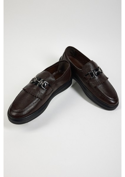 Erkek Loafer Deri Ayakkabı Düz Taban Kahverengi Rahat Kalıp fırsatları