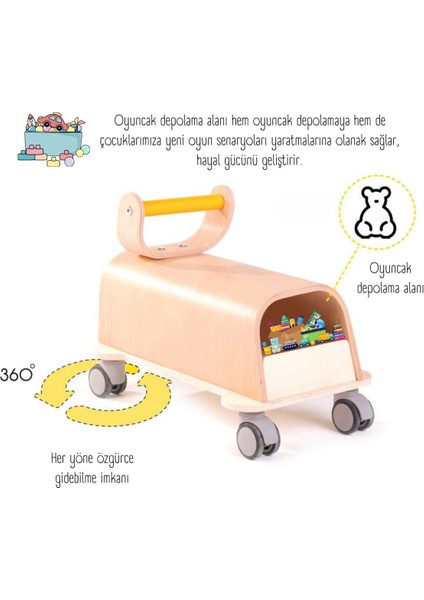 Mercan Adası Sevimli Canavar Yürüteç Ahşap Oyuncak Cute Monster Ride On 12AY+