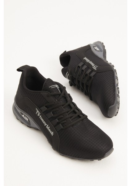 Erkek Siyah Füme Rahat Kalıp Termo Taban Bağcıklı Sneaker