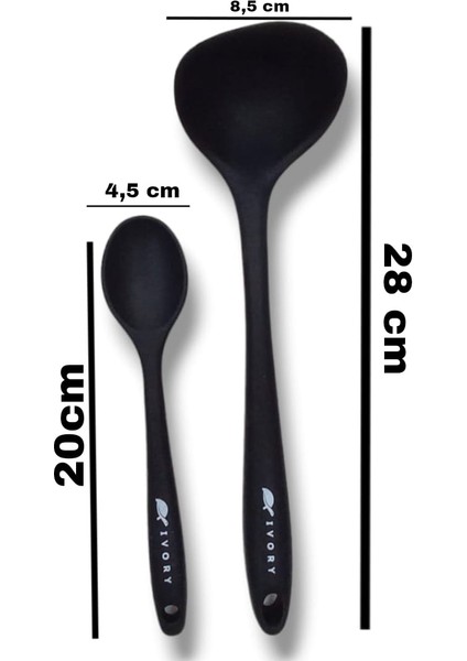 2'li Silikon Set 1 Kepçe 1 Kaşık 20 cm