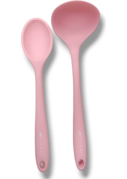 2'li Silikon Set 1 Adet Kepçe 1 Adet Silikon Kaşık(27.5cm)