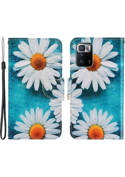 Desen Baskı Cüzdan Deri Koruyucu Telefon Kılıfı Xiaomi Için Redmi Note 10 Pro 5g/poco X3 Gt-Chrysanthemum (Yurt Dışından)