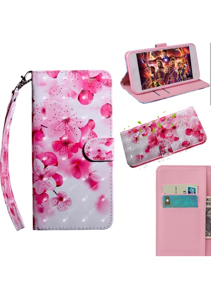 Işık Spot Dekor Deri Cüzdan Telefon Kılıfı Xiaomi Redmi Not 7/not 7s/not 7 Pro (Hindistan) -Peach Blossom (Yurt Dışından)
