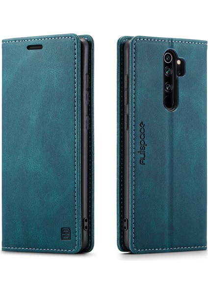 Xiaomi Redmi Için Retro Mat Deri Kılıf Cüzdanı Rfıd Engelleme Not 8 Pro-Blue (Yurt Dışından)