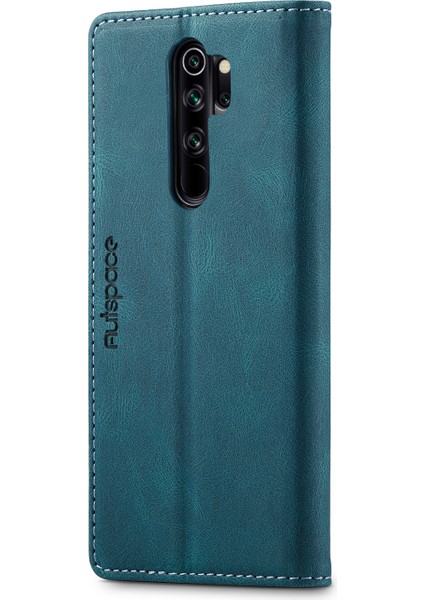 Xiaomi Redmi Için Retro Mat Deri Kılıf Cüzdanı Rfıd Engelleme Not 8 Pro-Blue (Yurt Dışından)