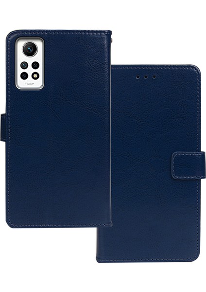 Xiaomi Redmi Için Note 12 Pro 4g/note 11 Pro 4g (Mediatek)/5g (Qualcomm) Pu Deri Stand Telefon Kılıfı Çılgın At Doku Cüzdan Kapak Blue (Yurt Dışından)