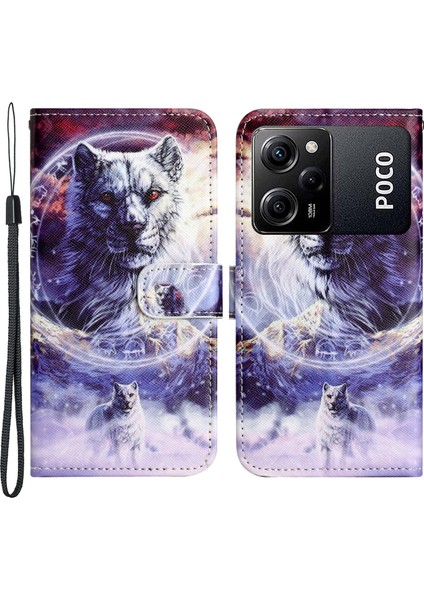 Xiaomi Için Poco X5 Pro 5g/redmi Note 12 Pro Hız 5g Pu Cüzdan Telefon Kılıfı 3D Desen Baskı Anti-Damla Stand Kapağı-Snow Wolf (Yurt Dışından)