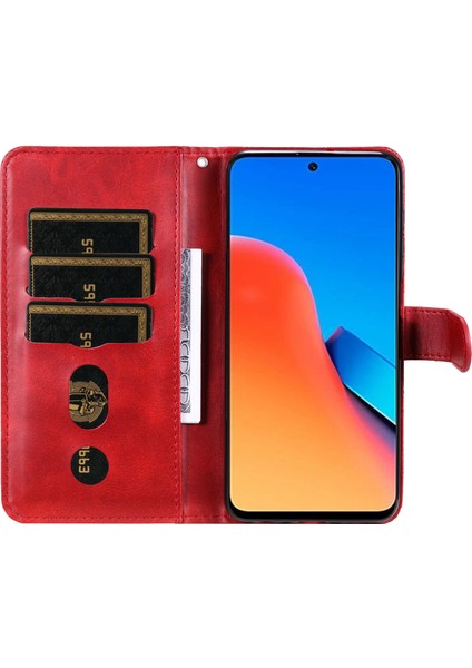 Xiaomi Redmi Için 12 4g Buzağı Dokusu Telefon Kılıfı Karaket Önleme Anayacı Zıpper Cep Cülü Katılık Stand Telefon Kapağı-Kırmızı (Yurt Dışından) fiyatları