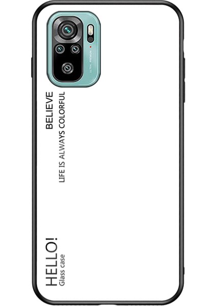 Anti-Çizim Tpu Çerçeve Renk Gradyan Tasarımı Temperli Cam Cep Telefonu Xiaomi Poco M5S 4g/redmı Note 10 4g/not 10S 4g-Beyaz (Yurt Dışından)