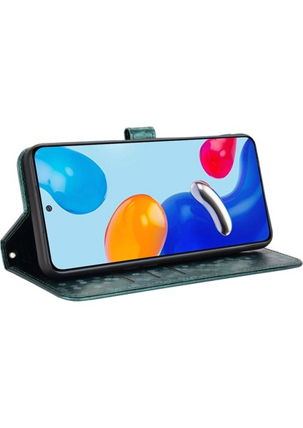 Xiaomi Redmi Için Not 11 4g (Qualcomm)/not 11S 4g Nokta Deseni Baskılı Pu Deri+Tpu Stand Cüzdan Telefon Kapağı Folio Flip Case Yeşili (Yurt Dışından)