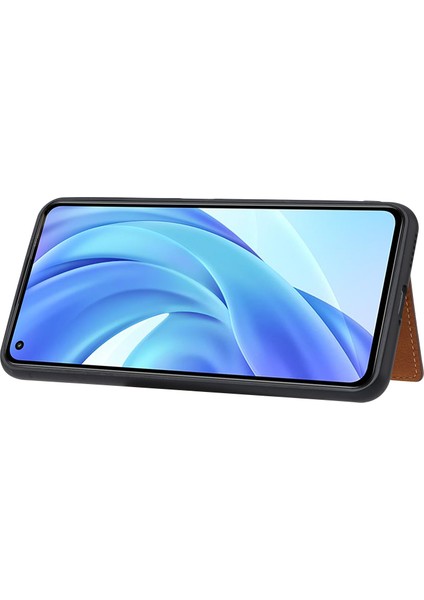 Pu Deri Kaplamalı Tpu Kılıfı [kart Yuvaları] [kickstand] Xiaomi Mi 11 Lite 4g/5g/11 Lite 5g Ne-Brown (Yurt Dışından)