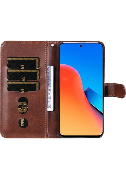 Xiaomi Redmi Için 12 4g Buzağı Doku Telefon Kılıfı Koşul Anti-Çizelge Cep Cüzdanı Katlanabilir Stand Telefon Kapağı-Kahverengi (Yurt Dışından) fiyatları