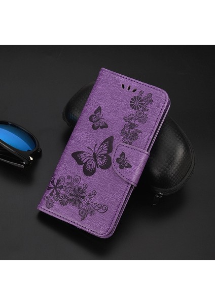 Xiaomi Redmi Için 10C Pu Deri Kelebek Çiçeği Baskılı Kılıf Stand Cüzdan Koruyucu Telefon Kapağı Strap-Purple ile (Yurt Dışından) indirimleri