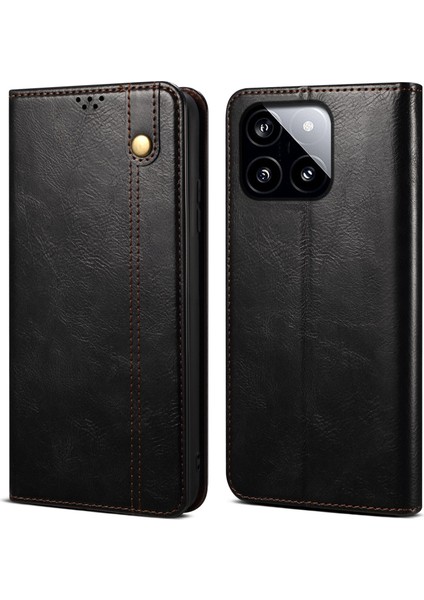 Xiaomi Redmi Için K70E 5g Deri Kılıf Cüzdan Mumsu Çılgın At Doku Standı Kapak Black (Yurt Dışından)
