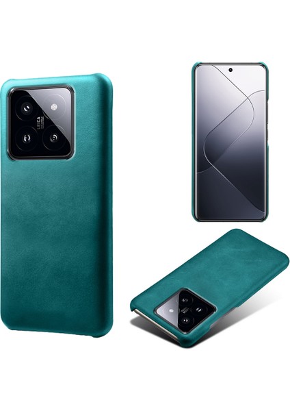 Xiaomi 14 Pro Slim Fit Pu Deri + Pc Buzağı Doku Kılıfı Koruyucu Telefon Kapak Yeşil (Yurt Dışından)