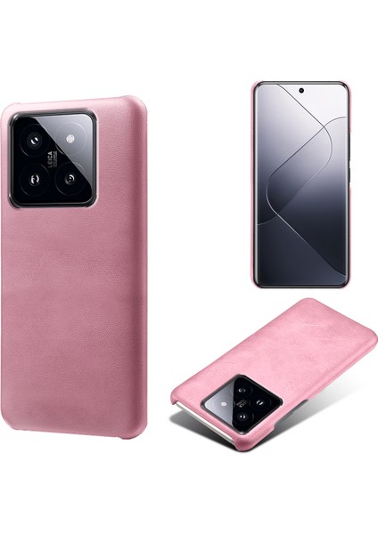 Xiaomi 14 Pro Slim-Fit Pu Deri + Pc Buzağı Doku Kılıfı Koruyucu Telefon Kapak Çizgi Altın (Yurt Dışından)
