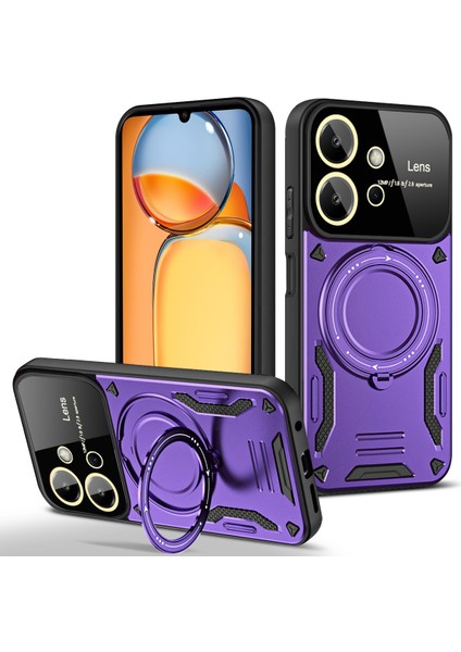 Xiaomi Için Redmi Note 12 4g Manyetik Kasa Dönen Kickstand Pc+Tpu Telefon Geri Kapak-Mor (Yurt Dışından)
