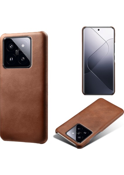 Xiaomi Için 14 Case Balf Doku Pu Derisi + Pc Telefon Şok Geçirmez Kapak-Kahverengi (Yurt Dışından)