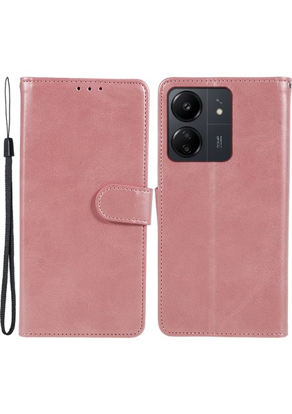 Xiaomi Redmi Için Manyetik Telefon Kılıfı 13C 4g/poco C65 4g Pu Deri Deri Cüzdan Stand Kapak Çizgisi Altın (Yurt Dışından)