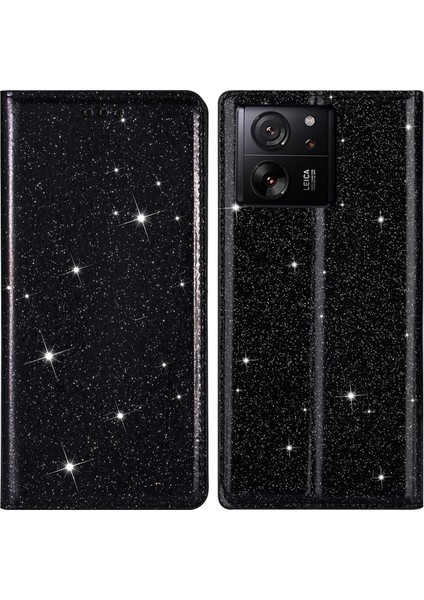 Xiaomi 13T/13T Pro/redmi K60 Ultra Case Pu Pu Deri Işıltılı Telefon Kapak Black (Yurt Dışından)