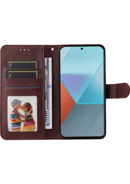Xiaomi Redmi Için Note 13 Pro 5g Kılıfı Strap Deri Telefon Kapağı Cüzdan Stand-Brown (Yurt Dışından)