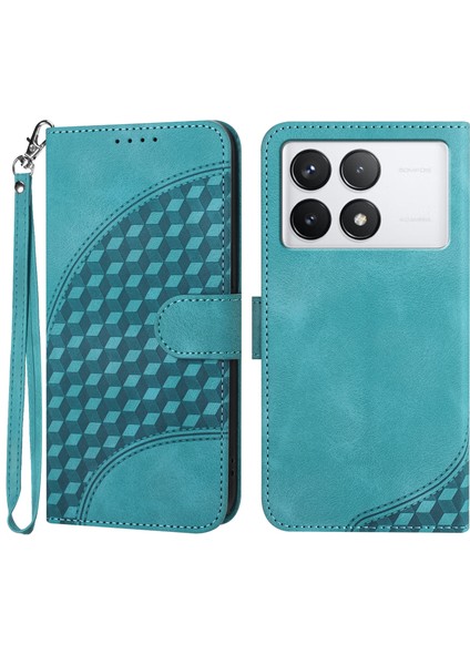 Xiaomi Redmi Için K70E 5g Deri Kılıf Fil Kafası Desen Telefon Cüzdanı Kapak Baby Mavi (Yurt Dışından)