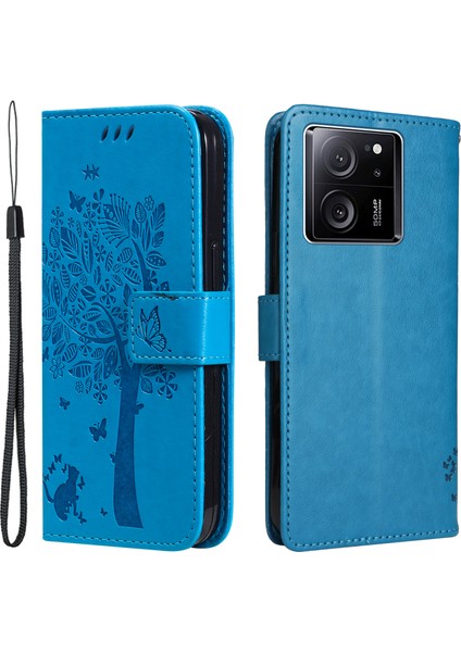 Xiaomi Için Redmi K60 ULTRA/13T/13T Pro Telefon Kabuğu Stand Pu Deri Cüzdan Kılıf Mavisi (Yurt Dışından)