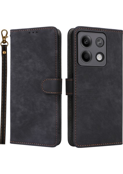 Xiaomi Redmi Için Note 13 Pro 5g Cep Telefon Kılıfı Rfıd Engelleme Cüzdan Deri Kapağı Strap-Black (Yurt Dışından)