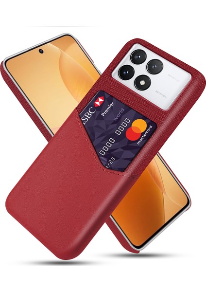 Xiaomi Redmi Için K70E 5g Kılıf Kart Kartı Yuvası Bez Doku Deri Kaplamalı Pc Kapak Kırmızı (Yurt Dışından)