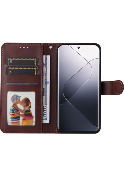 Xiaomi 14 Pro Case Shockproof Pu Deri Telefon Kapağı Buzağı Doku-Brown (Yurt Dışından) fiyatları