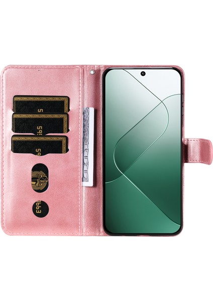 Xiaomi Için 14 Cüzdan Telefon Kılıfı Buzağı Dokusu Şok Geçirmez Deri Flip Kapak Fermuarı ile Cep-Pembe (Yurt Dışından) fiyatları
