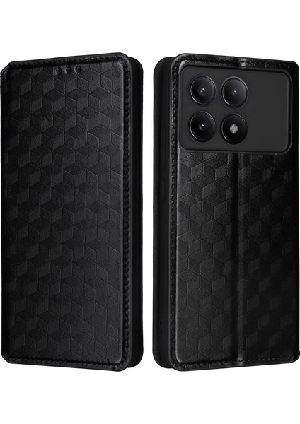 Xiaomi Redmi Için K70E 5g/poco X6 Pro 5g Case Rhombus Desen Deri Kapak Black (Yurt Dışından)