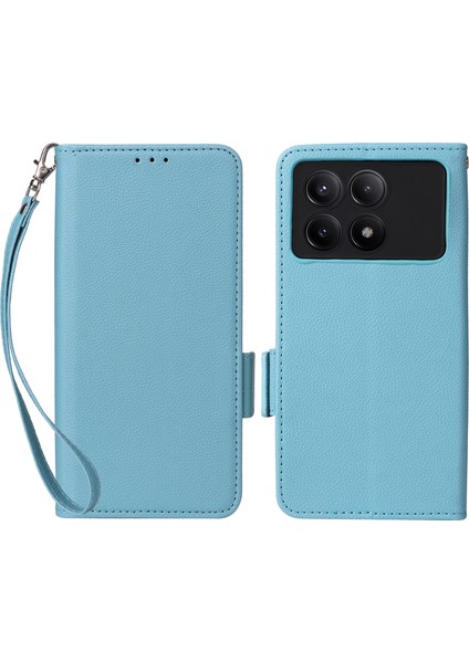 Xiaomi Redmi Için K70E 5g/poco X6 Pro 5g Deri Kılıf Strap Cüzdanlı Telefon Kapak Baby Blue (Yurt Dışından)