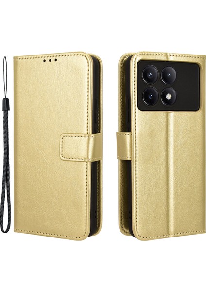 Xiaomi Redmi Için K70E 5g/poco X6 Pro 5g Cüzdan Kılıfı 3 Kart Yuvaları Tpu Iç Koruyucu Kapak-Altın (Yurt Dışından)