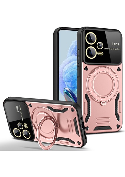 Xiaomi Redmi Için Note 12 Pro 4g Geri Dönen Dönen Kickstand Pc+Tpu Telefon Kapağı Magsafe-Rose Gold ile Uyumlu (Yurt Dışından)