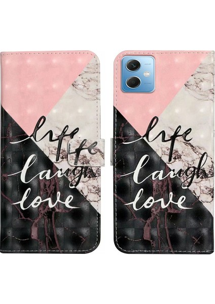 Xiaomi Redmi Için Note 12 5g (Çin)/(Hindistan) (Global)/poco X5 5g Case Pu Deri 3D Desen Cüzdan Kapak Tri-Tri-Renk Mermeri (Yurt Dışından)