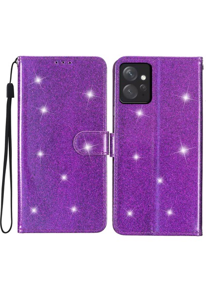 Xiaomi Için Redmi Note 12 4g Deri Cüzdan Stand Kılıfı Damla Damlı Koşullu Telefon Kapağı Strap-Purple ile (Yurt Dışından)