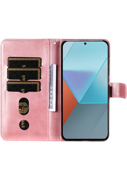Xiaomi Redmi Için Note 13 Pro 5g Durek Deri Telefon Kapağı Fermuar Cüzdan Stand Pinki (Yurt Dışından)