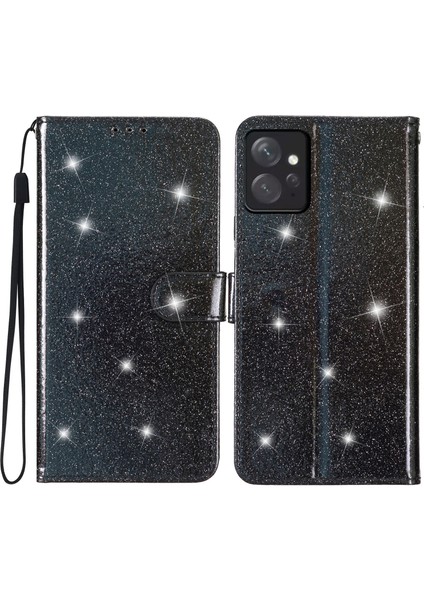 Xiaomi Için Redmi Note 12 4g Deri Cüzdan Stand Kılıfı Damla Koşullu Hafif Telefon Kapağı Strap-Black (Yurt Dışından)