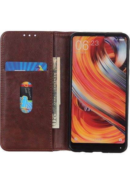 Xiaomi Redmi Için Note 13 Pro+ 5g Kasa Katlama Stand Stand Split Deri Cep Telefonu Kapak-Kahverengi (Yurt Dışından)