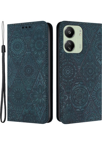 Xiaomi Redmi Için 13C 4g/poco C65 4g Kasa Cüzdan Stand Deri Telefon Kapak Mavisi (Yurt Dışından)