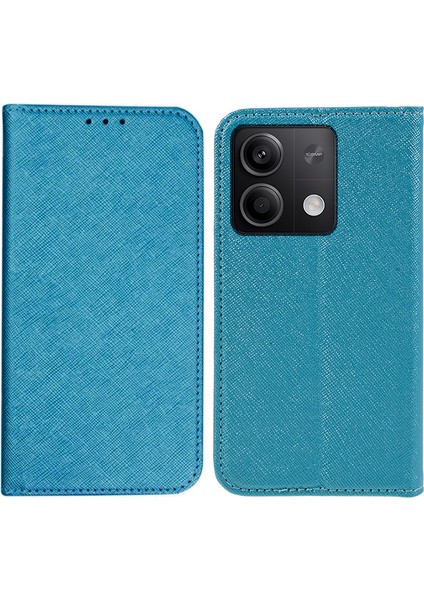 Xiaomi Için Redmi Not 13 5g Kasa Çapraz Doku Pu Deri Stand Manyetik Kapanış Telefon Kapak Sky Mavi (Yurt Dışından)