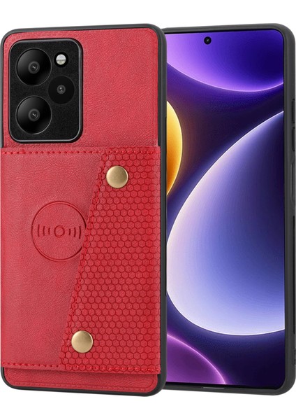 Xiaomi Için Redmi Note 12R 5g Case Pu Deri Kaplamalı Tpu Telefon Kapağı Kart Yuvaları-Kırmızı (Yurt Dışından)
