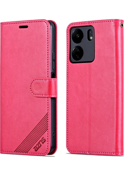 Xiaomi Redmi Için 13C 4g/poco C65 4g Deri Kılıf Anti-Damla Cüzdan Kapak-Kırmızı (Yurt Dışından)