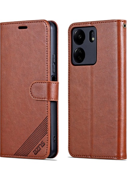 Xiaomi Redmi Için 13C 4g/poco C65 4g Deri Kılıf Anti-Damla Cüzdan Kapak Kahverengi (Yurt Dışından)